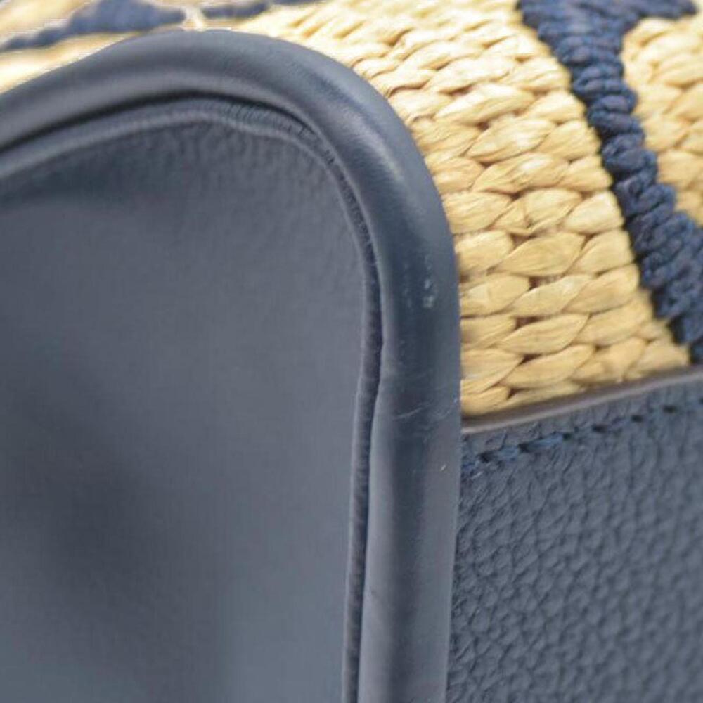 Louis Vuitton Raffia Calfskin Monogram Giant Onthego MM Blue - Picture 12 of 15